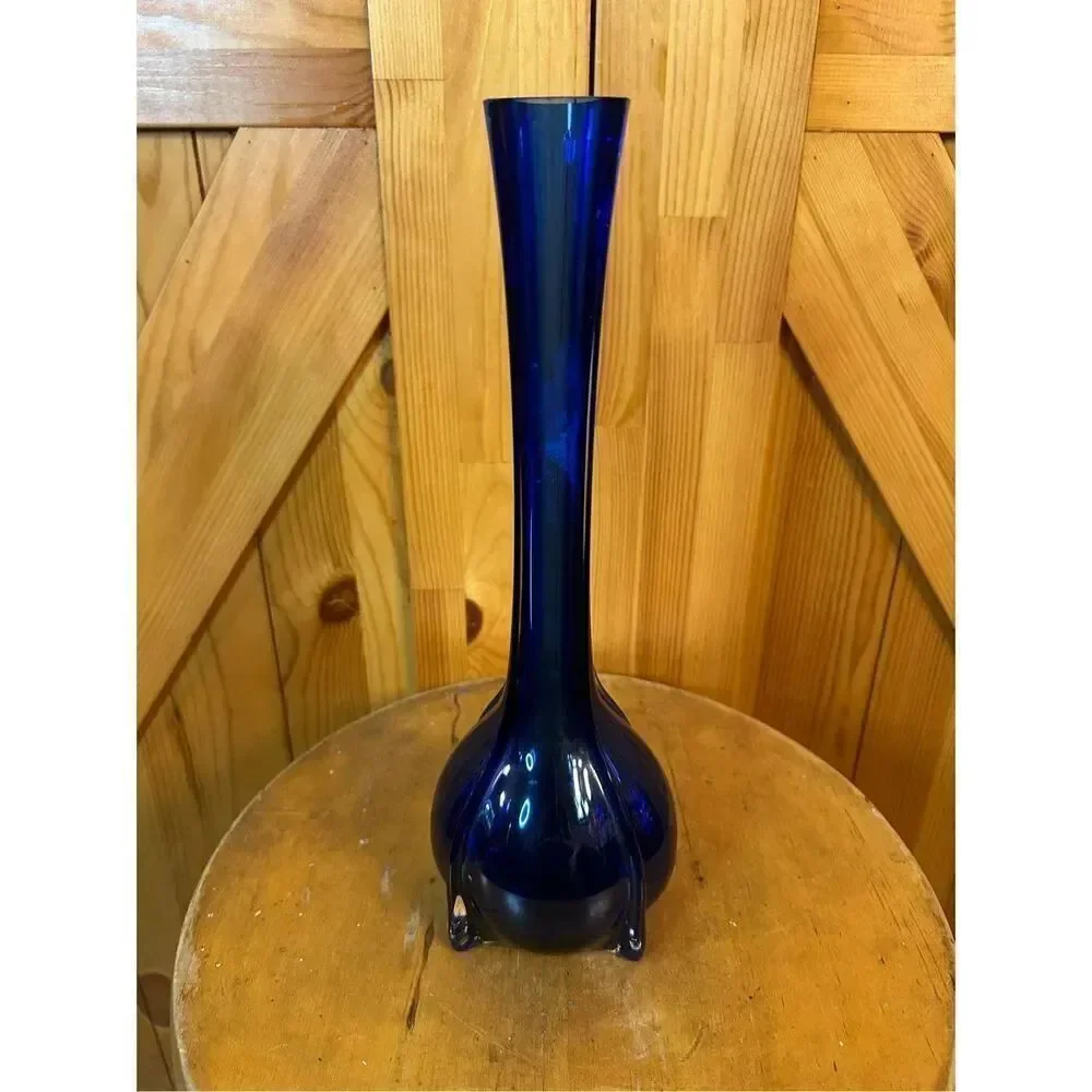 Vintage Blue Tall Bud Vase (8866) Damaged